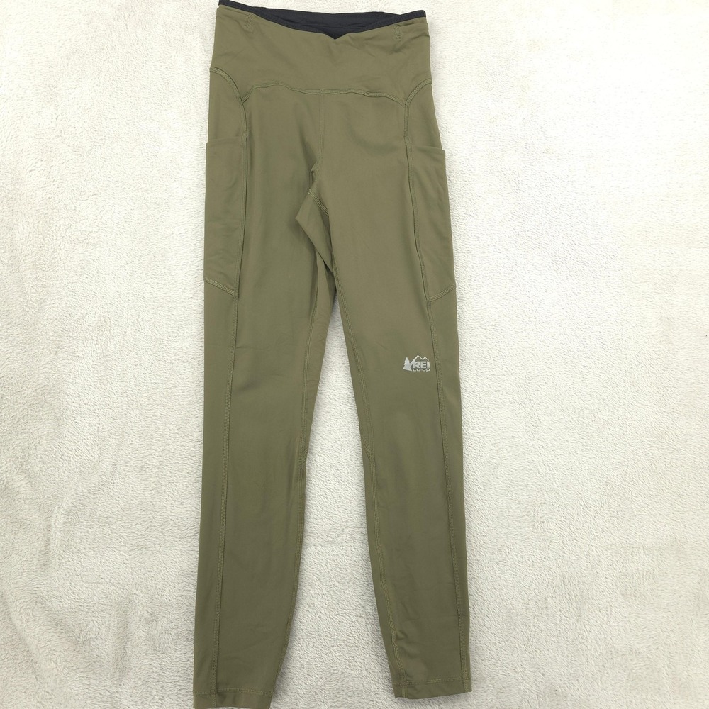 REI Co-op Leggings Womens Small Green‎ High Rise Ankle Pocket Hiking Workout Gym
